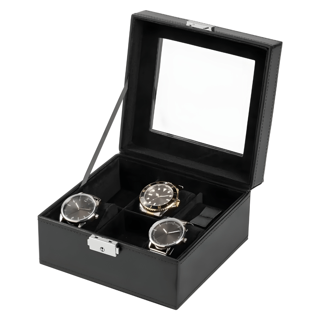 AURIOL Premium Watch Box & Travel Case – Leather Look with Velvet Interior