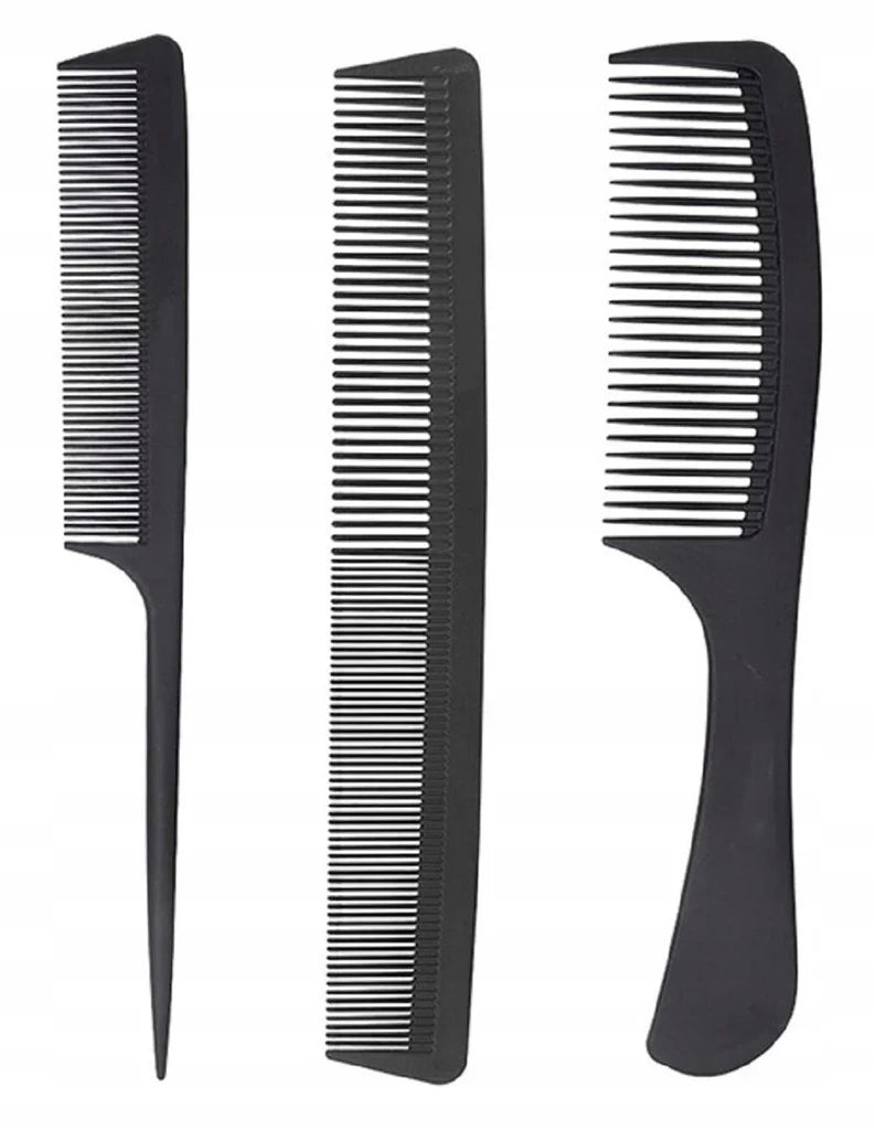 CIEN BEAUTY Set of hair combs, various types, BLACK, 3 pcs